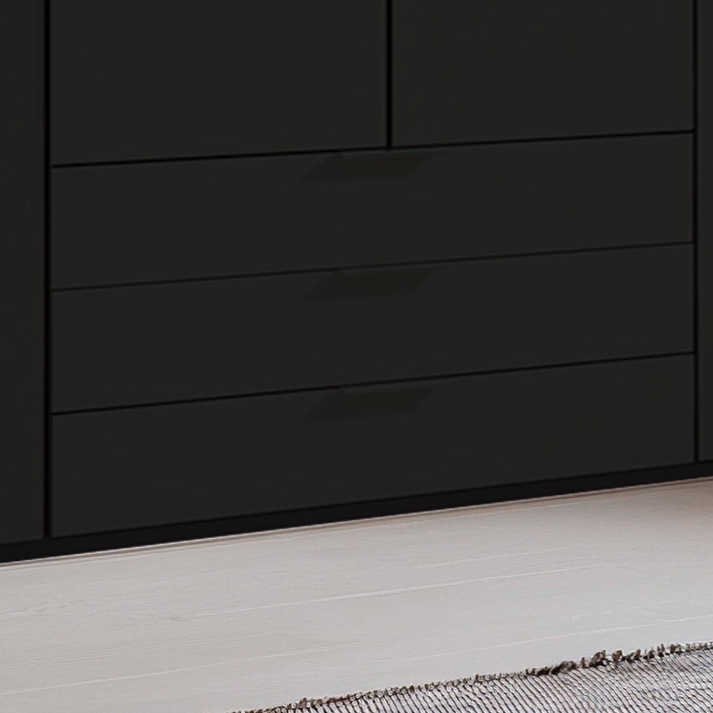 Halver Graphite 4 Door Wardrobe with Drawers (W200cm) - Closeup View Of Drawers