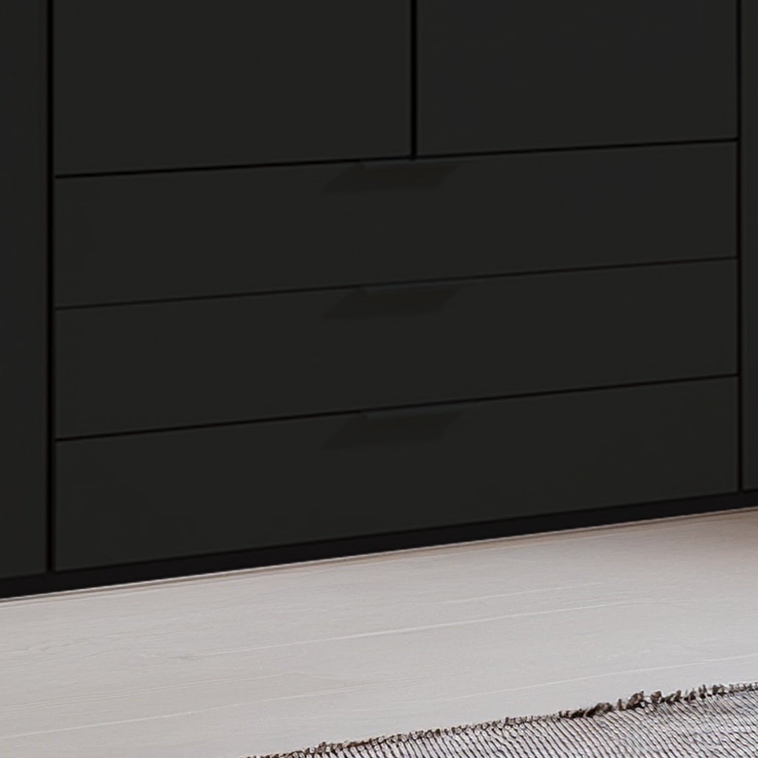 Halver Graphite 4 Door Wardrobe with Drawers (W200cm) - Closeup View Of Drawers