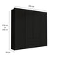Halver Graphite 4 Door Wardrobe with Drawers (W200cm) - Dimensions