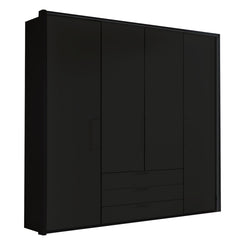 Glasgow Graphite 4 Door Wardrobe with Drawers (W200cm) - Home Of Wardrobes