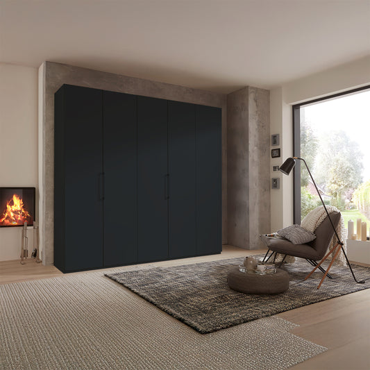 Halver Graphite 5 Door Hinged Wardrobe (W250cm) - Styled Bedroom