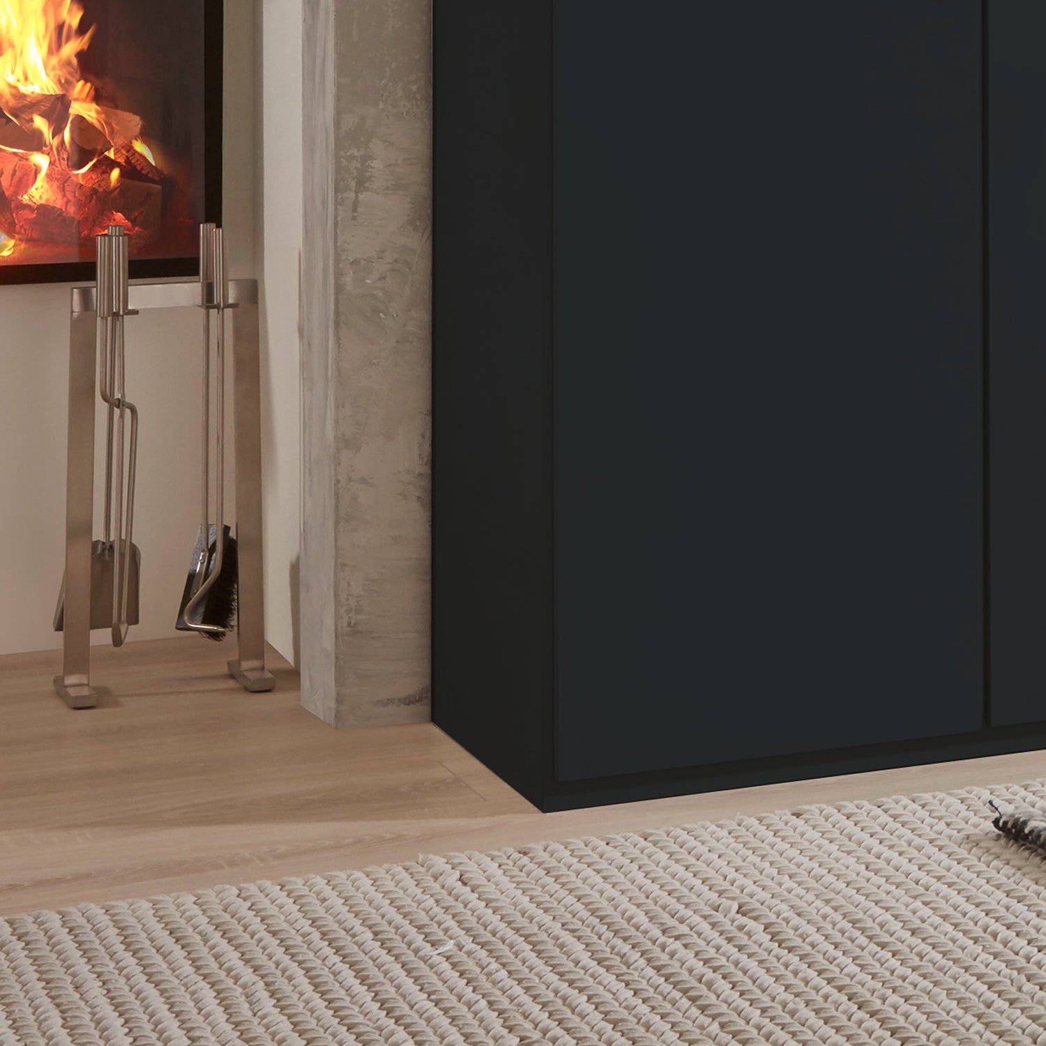 Halver Graphite 5 Door Hinged Wardrobe (W250cm) - Side Closeup View