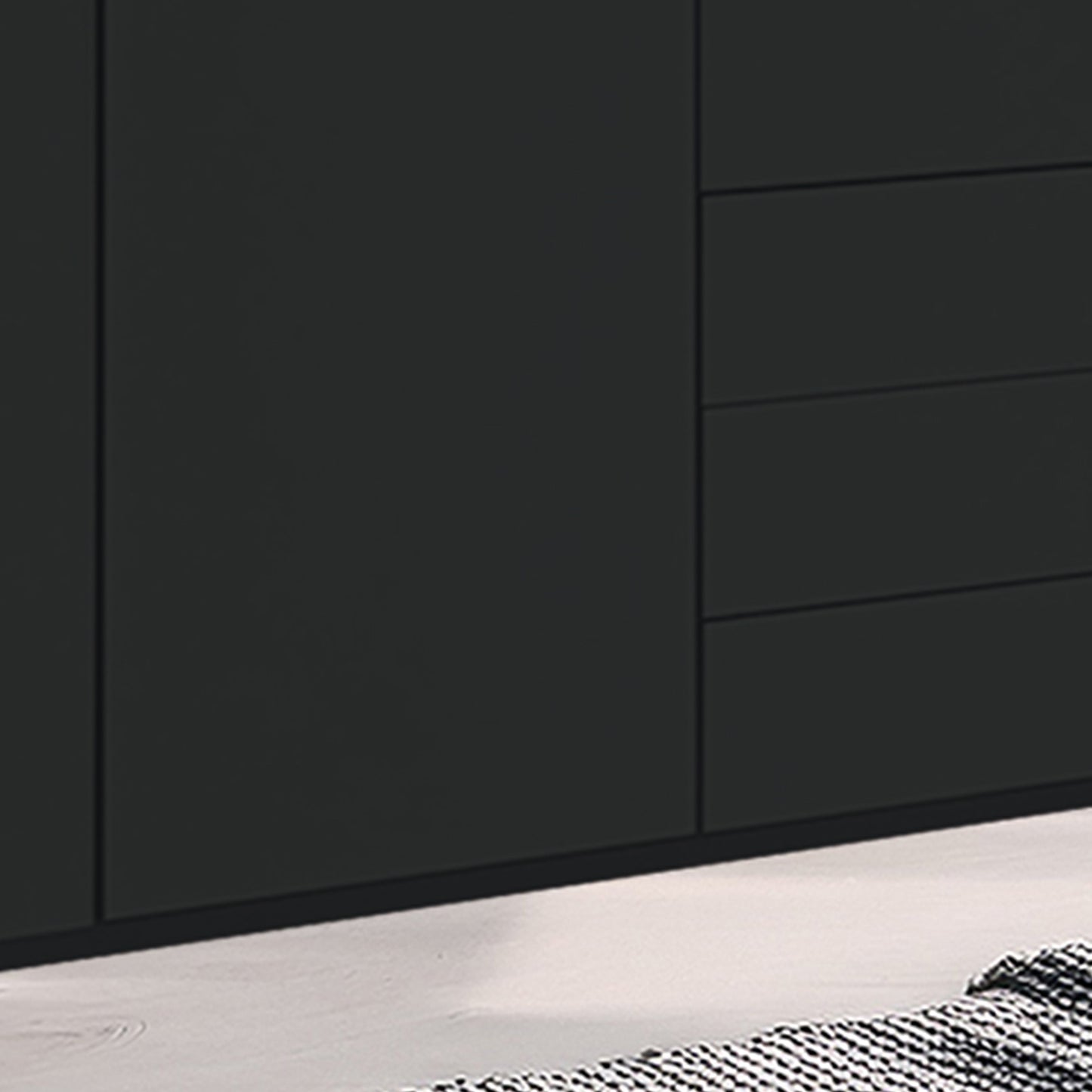 Halver Graphite 5 Door Wardrobe with Drawers (W250cm) - Closeup View Of Drawers
