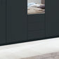 Halver Graphite 5 Door Wardrobe with Drawers (W250cm) - Closeup View Of Mirror & Drawers