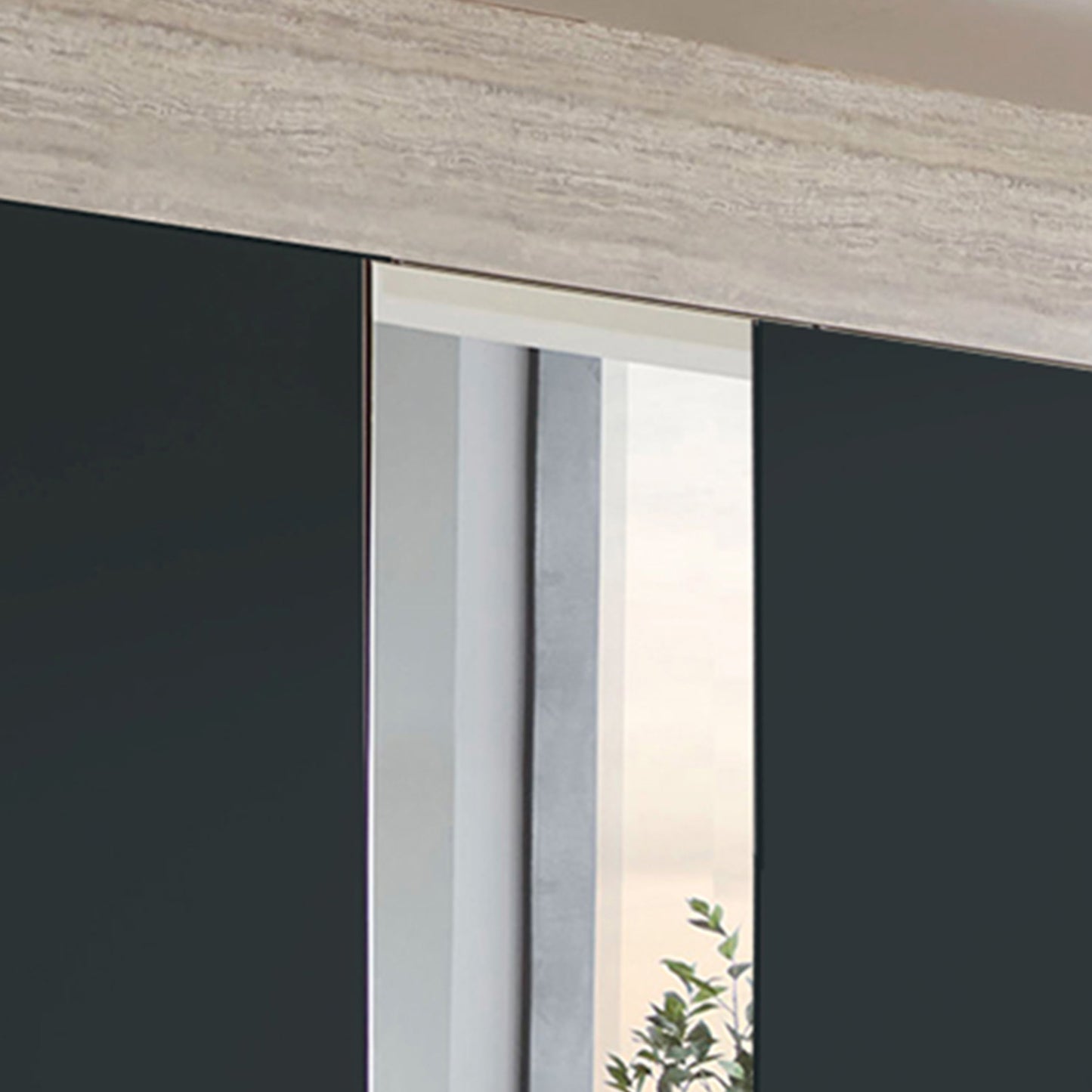 Halver Graphite 5 Door Wardrobe with Drawers (W250cm) - Closeup View Of Mirror Wardrobe