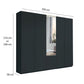 Halver Graphite 5 Door Wardrobe with Drawers (W250cm) With 
Mirror - Dimensions