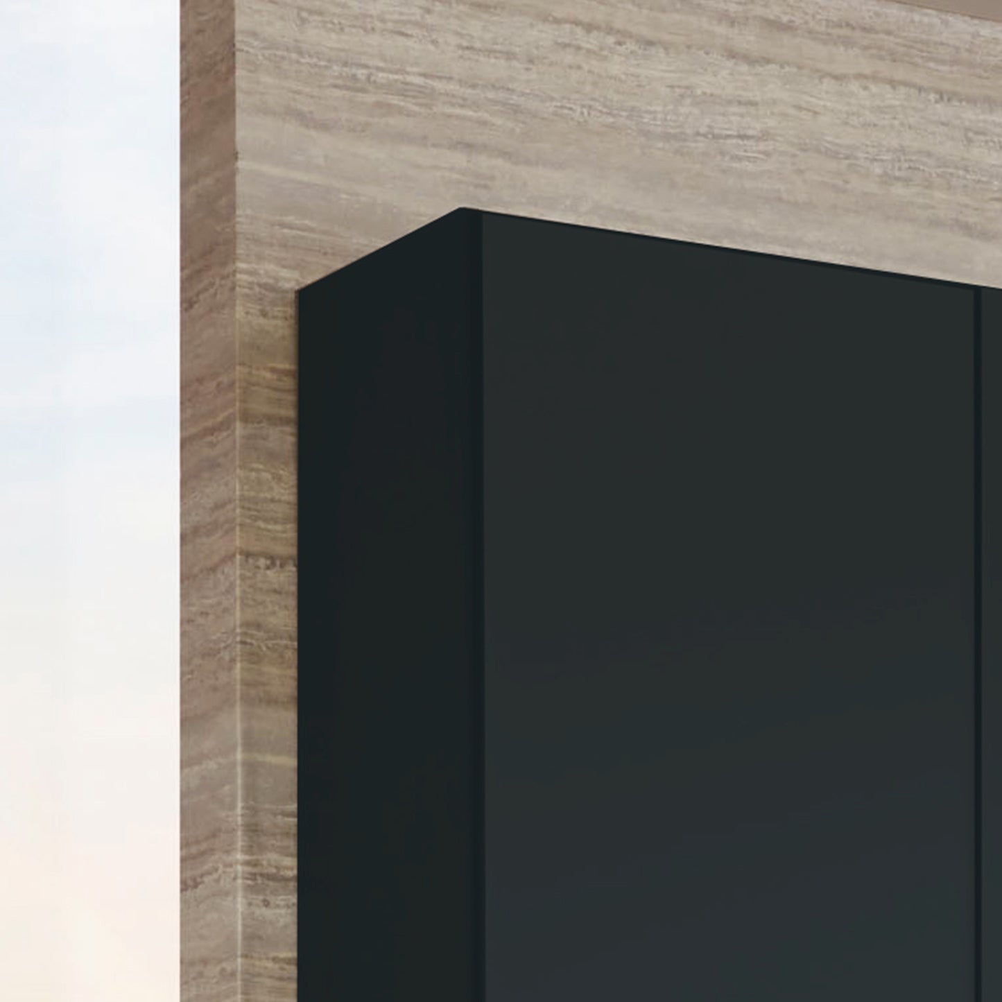 Halver Graphite 6 Door Wardrobe with Drawers (W300cm) - Side Closeup View