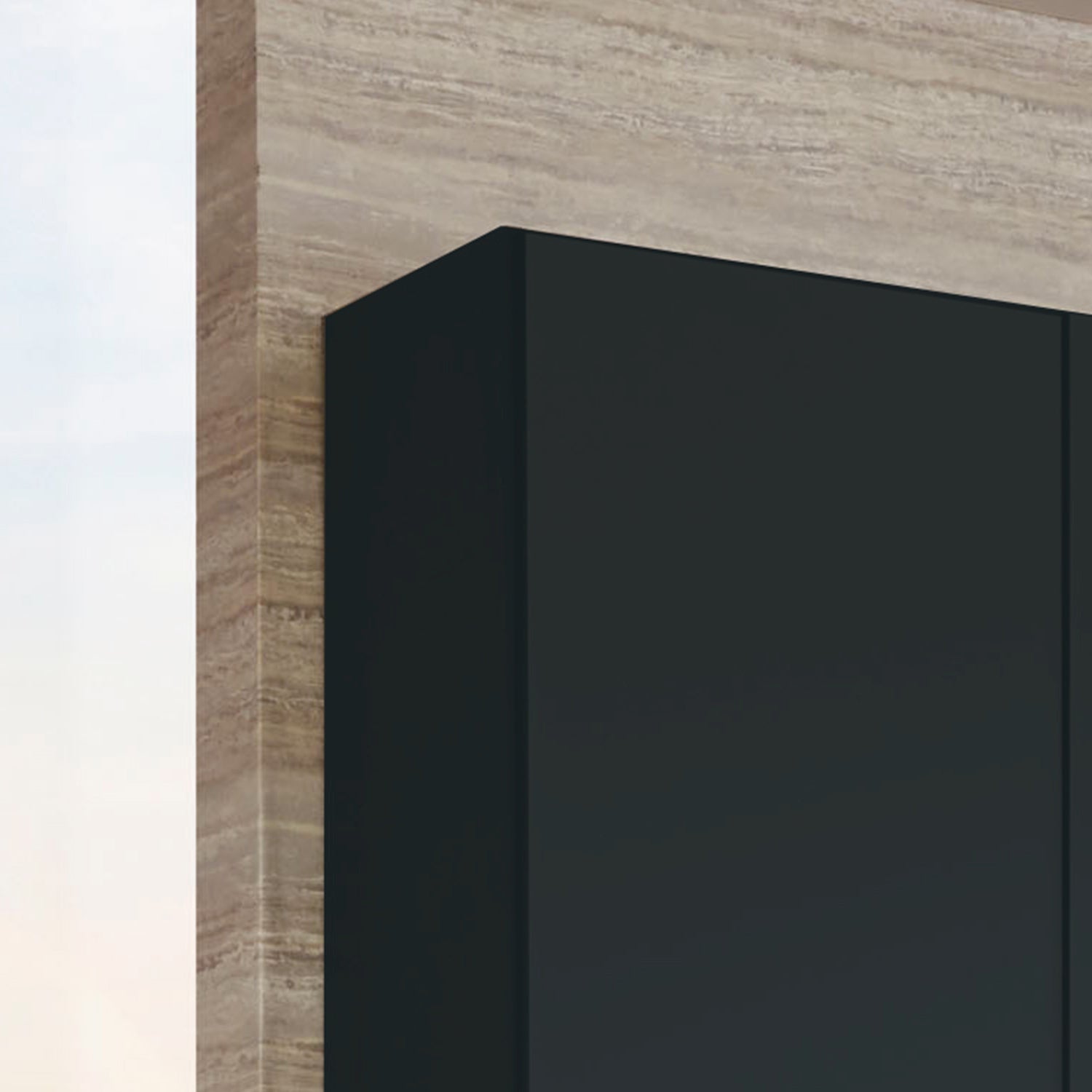 Halver Graphite 6 Door Wardrobe with Drawers (W300cm) - Side Closeup View
