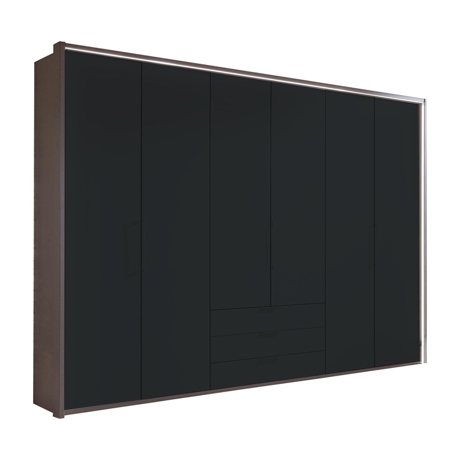 Halver Graphite 6 Door Wardrobe with Drawers (W300cm)