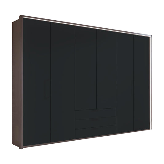 Halver Graphite 6 Door Wardrobe with Drawers (W300cm)