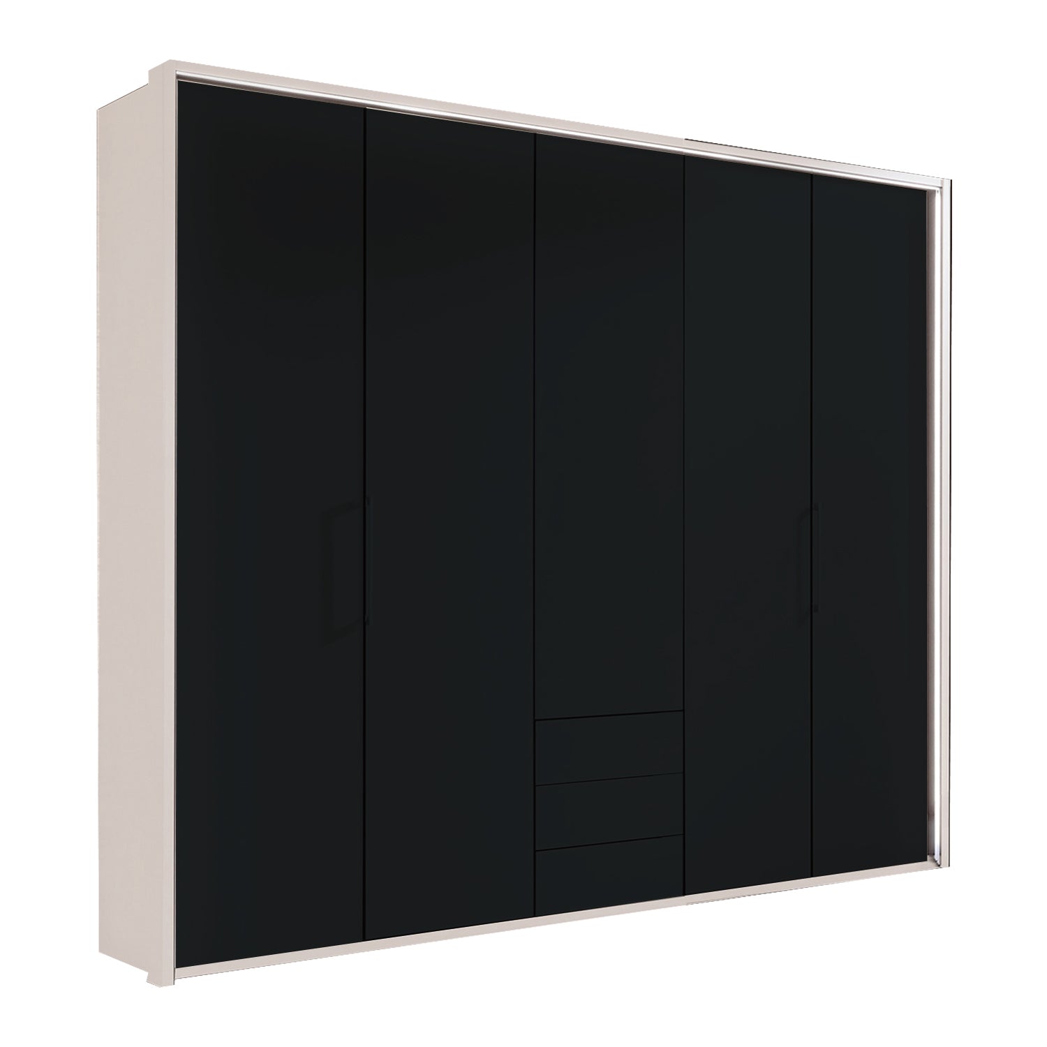 Halver Graphite & White 5 Door Wardrobe with Drawers (W250cm)