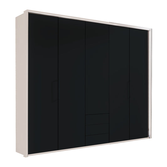 Halver Graphite & White 5 Door Wardrobe with Drawers (W250cm)