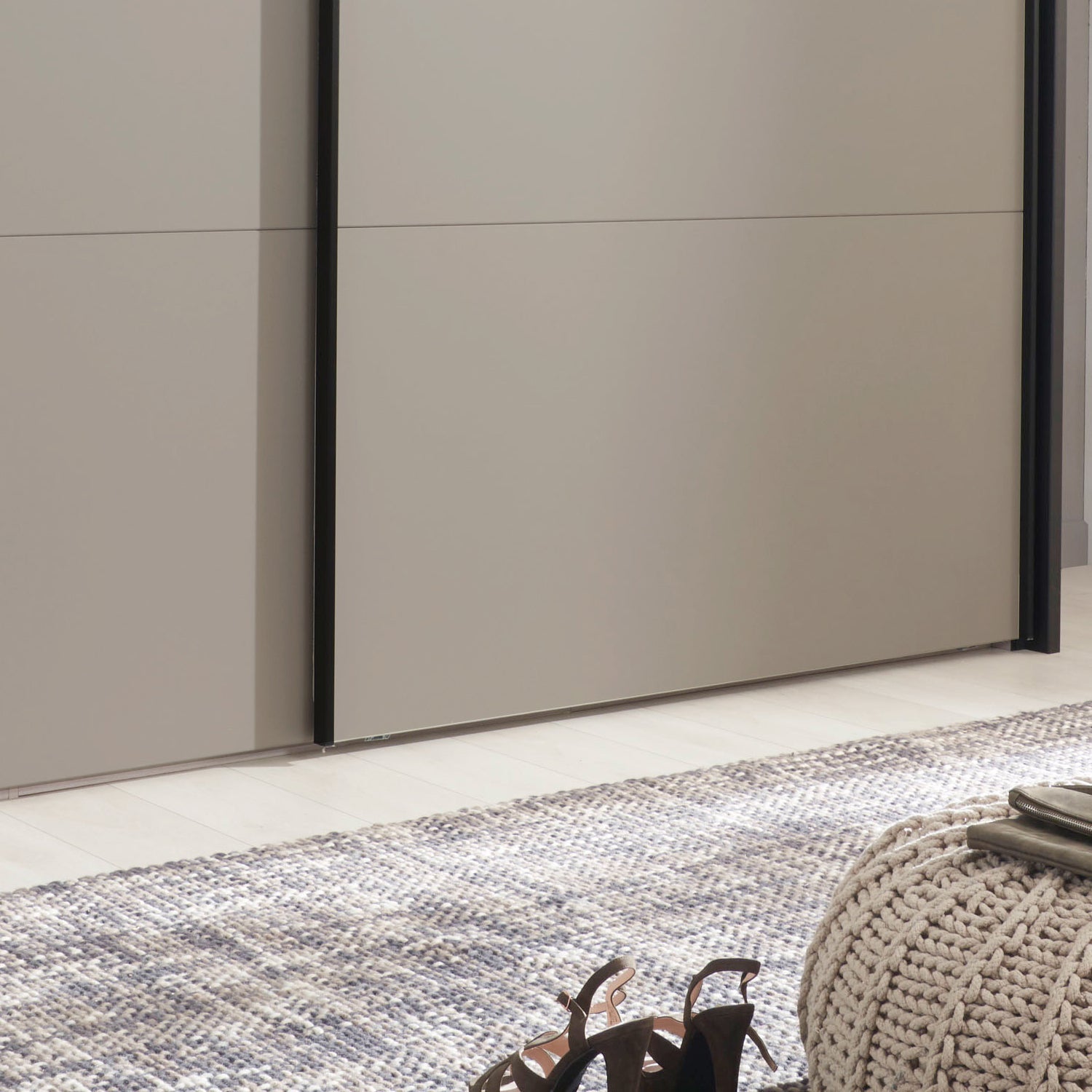 Close-up of a modern Glasgow sliding door wardrobe 