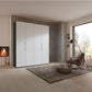 Modern room with a 4 Door Halver wardrobe With Matt White Glass Doors
