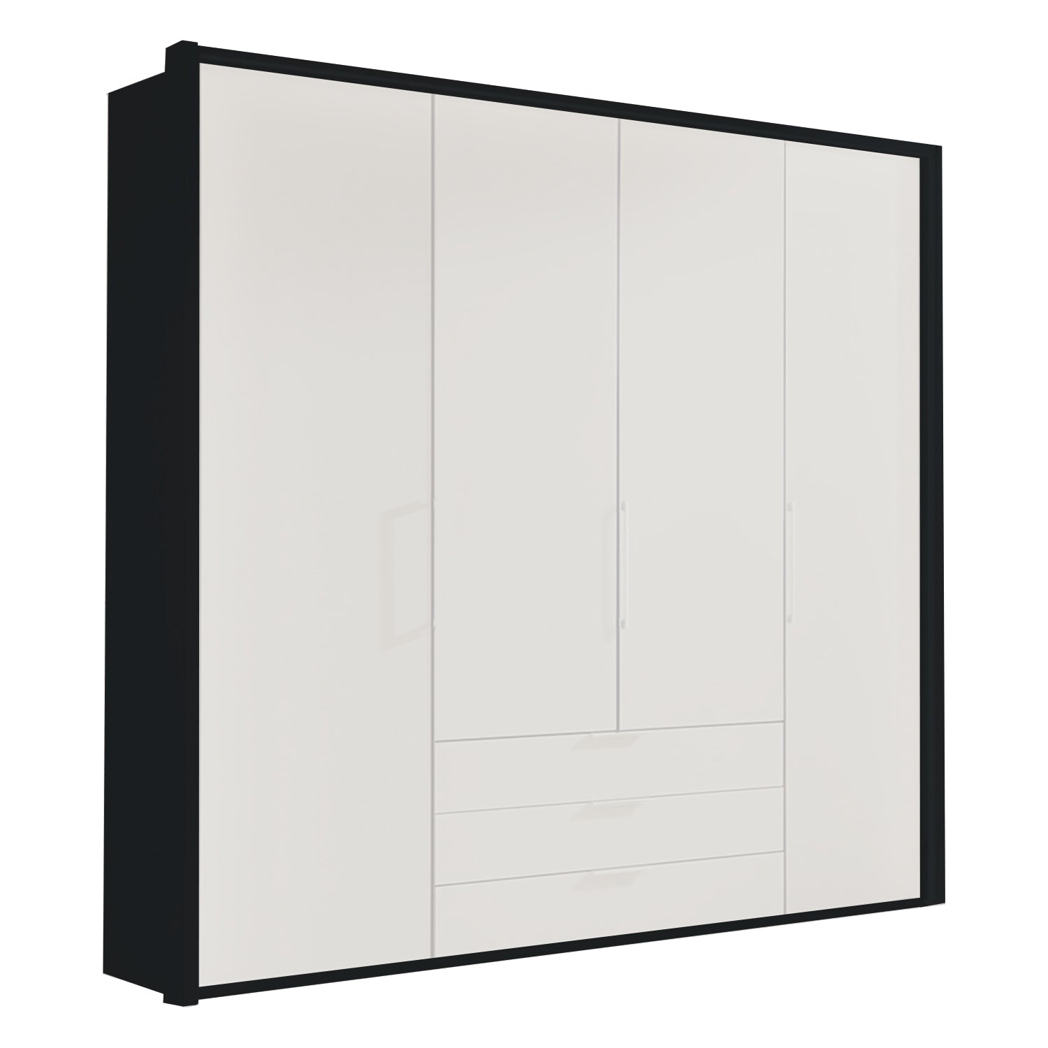 Glasgow Graphite & White 4 Door Wardrobe with Drawers (W200cm) - Home Of Wardrobes