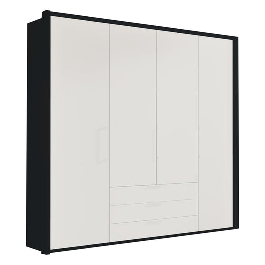 Glasgow Graphite & White 4 Door Wardrobe with Drawers (W200cm) - Home Of Wardrobes