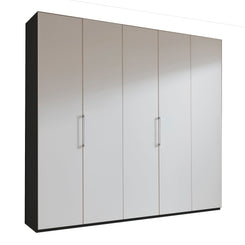 Glasgow Graphite & White 5 Door Hinged Wardrobe (W250cm) - Home Of Wardrobes