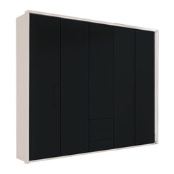 Glasgow Graphite & White 5 Door Wardrobe with Drawers (W250cm) - Home Of Wardrobes