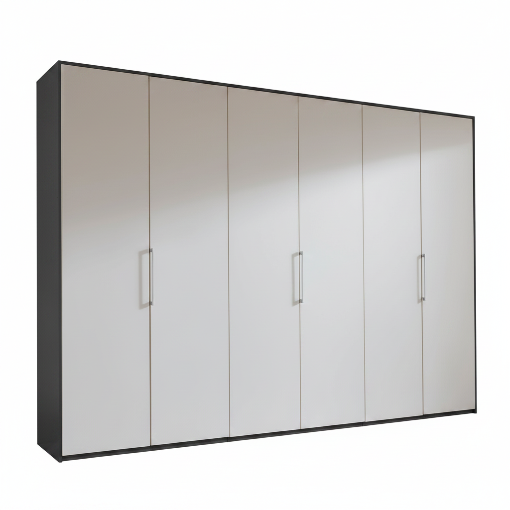 Halver Graphite & White 6 Door Hinged Wardrobe (W300cm)
