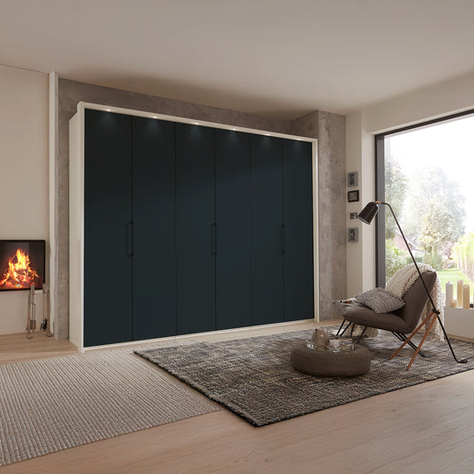 Glasgow Graphite & White 6 Door Hinged Wardrobe (W300cm) - Styled Bedroom