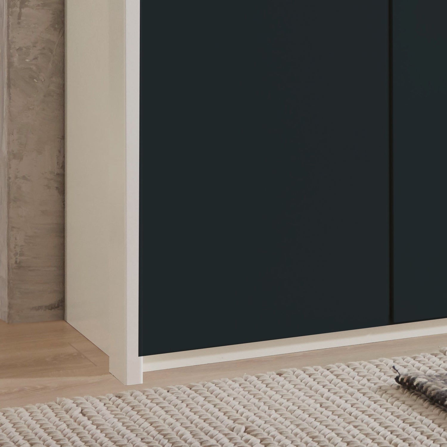 Glasgow Graphite & White 6 Door Hinged Wardrobe (W300cm) - Side & Front Closeup View