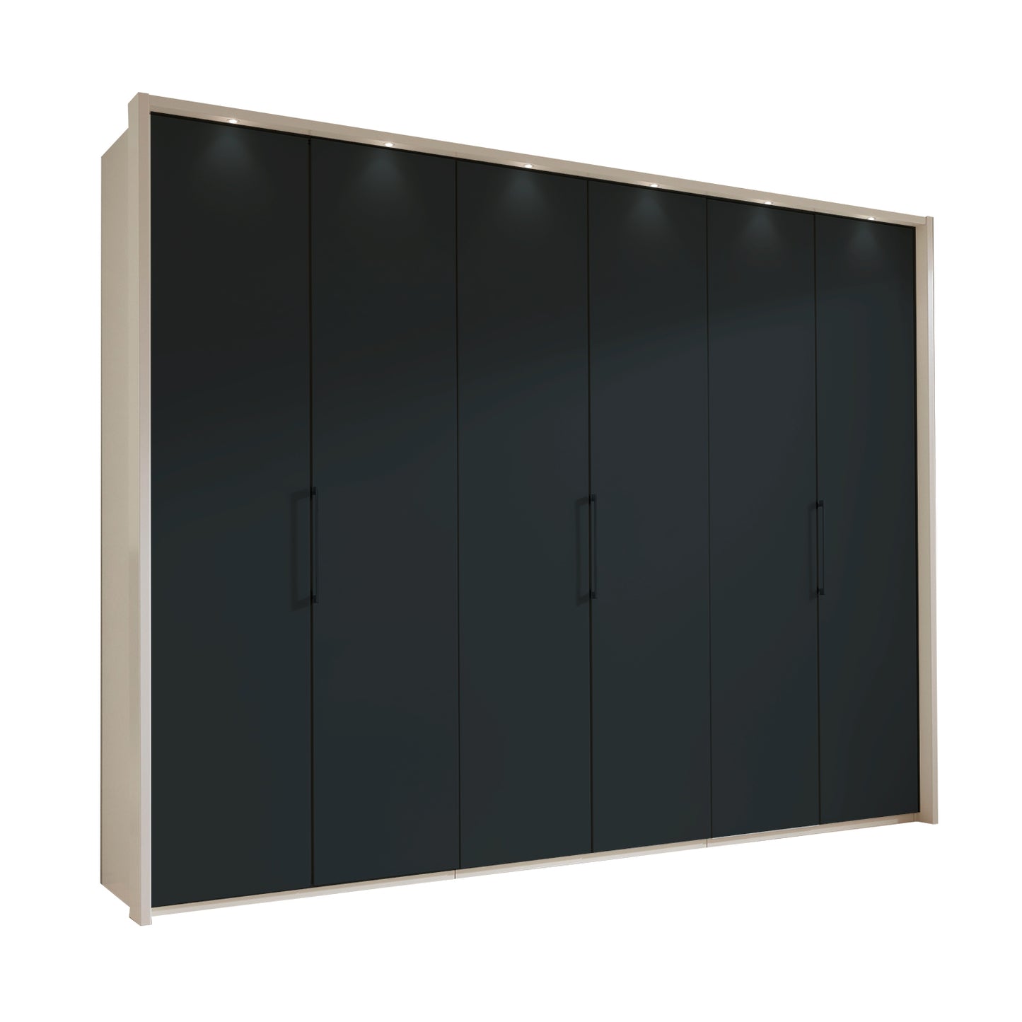 Glasgow Graphite & White 6 Door Hinged Wardrobe (W300cm) - Home Of Wardrobes