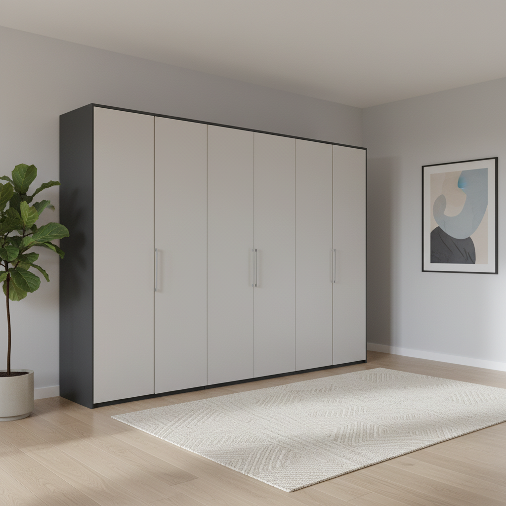 Large Halver wardrobe with six doors on a white background