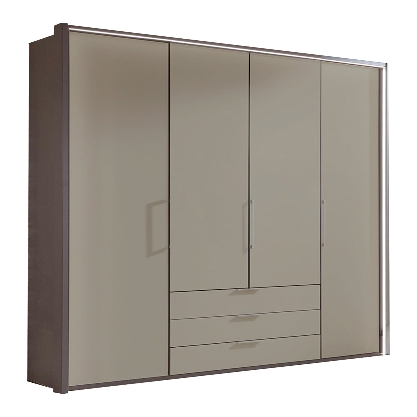Halver Pebble Grey 4 Door Wardrobe with Drawers (W200cm)