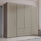 Glasgow Pebble Grey 4 Door Wardrobe with Drawers (W200cm) - Styled in Bedroom