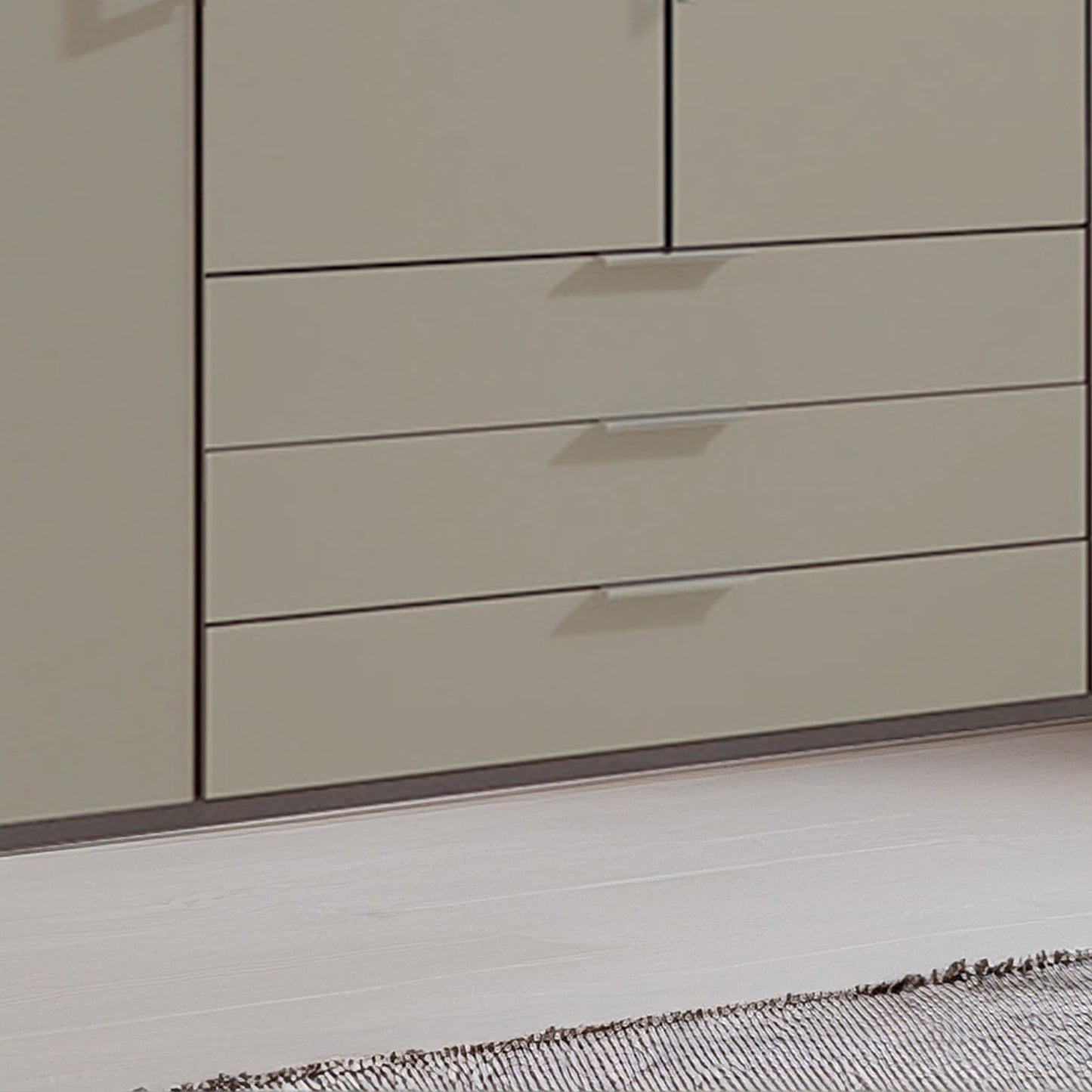 Glasgow Pebble Grey 4 Door Wardrobe with Drawers (W200cm) - Closeup View With Drawers