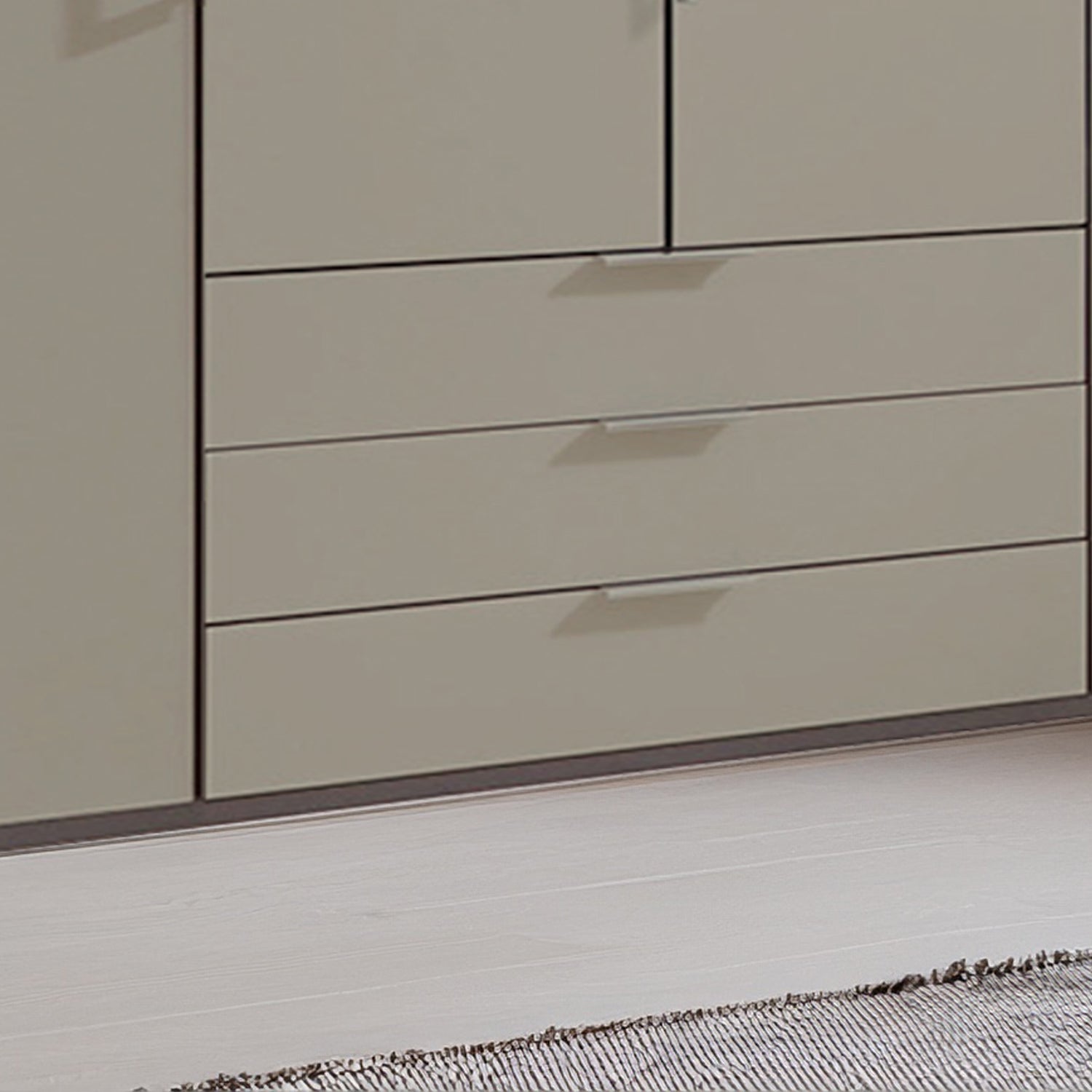 Glasgow Pebble Grey 4 Door Wardrobe with Drawers (W200cm) - Closeup View With Drawers