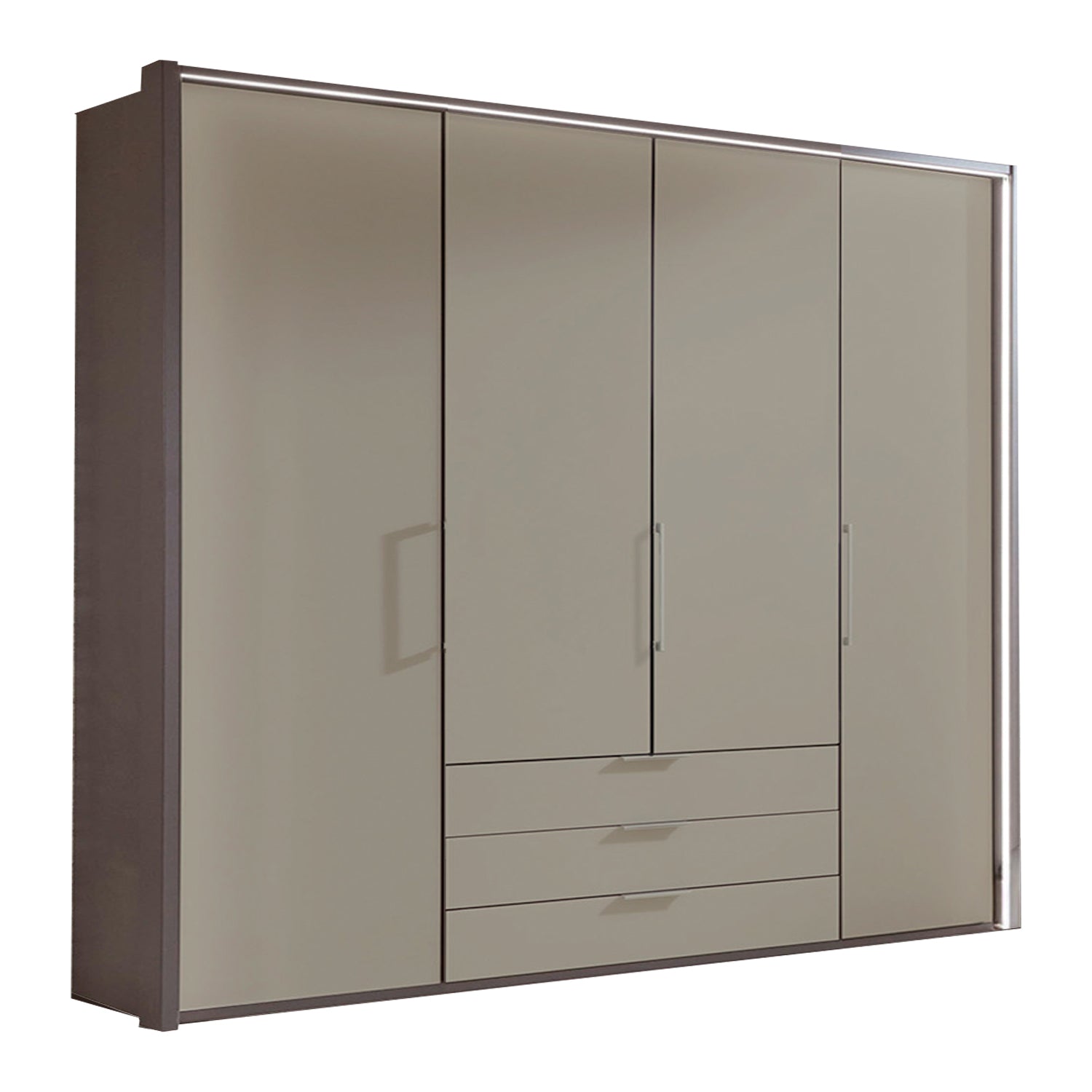 Glasgow Pebble Grey 4 Door Wardrobe with Drawers (W200cm) - Home Of Wardrobes