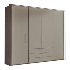Glasgow Pebble Grey 4 Door Wardrobe with Drawers (W200cm) - Home Of Wardrobes