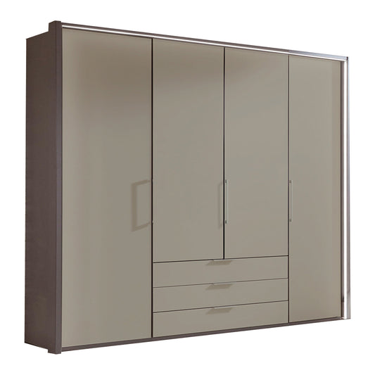 Glasgow Pebble Grey 4 Door Wardrobe with Drawers (W200cm) - Home Of Wardrobes