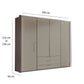 Glasgow Pebble Grey 4 Door Wardrobe with Drawers (W200cm) - Dimensions