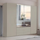 Glasgow Pebble Grey 4 Door Wardrobe with Drawers (W200cm) With Mirror Styled in Bedroom