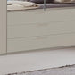 Halver Pebble Grey 4 Door Wardrobe with Drawers (W200cm) - Closeup View Of Drawers & Mirror
