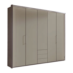 Glasgow Pebble Grey 5 Door Wardrobe with Drawers (W250cm) - Home Of Wardrobes
