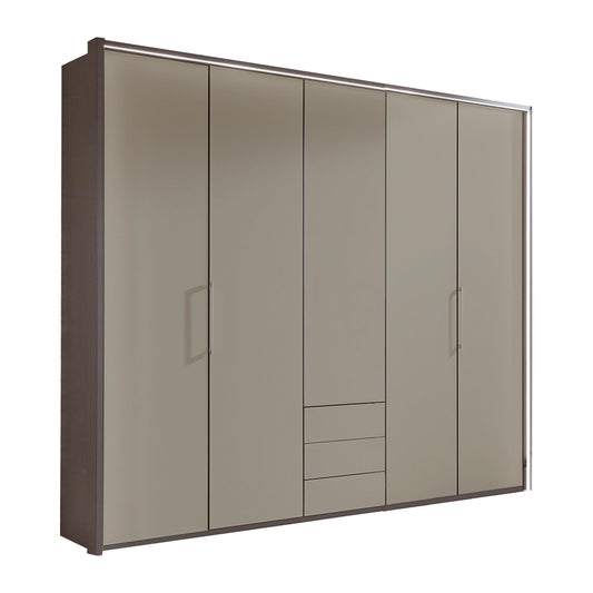 Glasgow Pebble Grey 5 Door Wardrobe with Drawers (W250cm) - Home Of Wardrobes