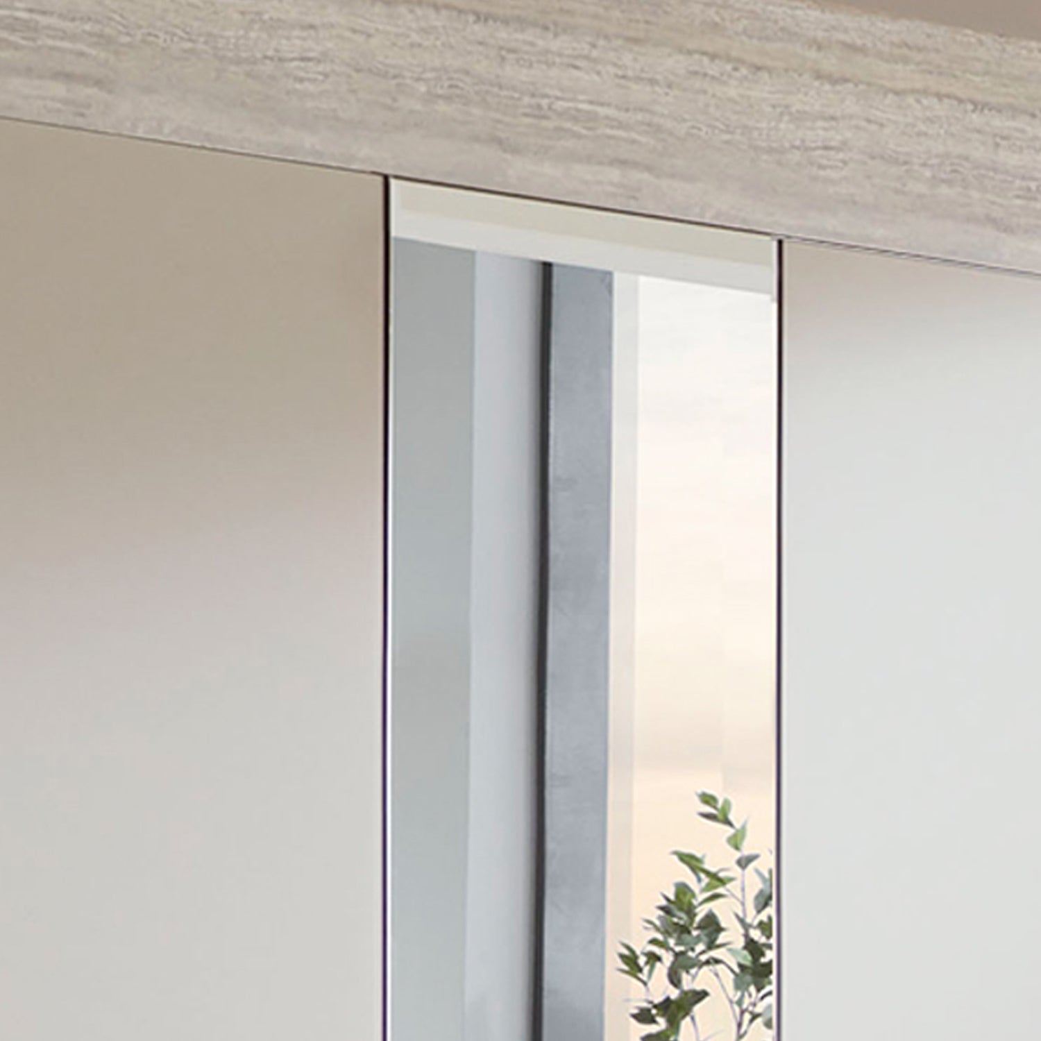 Glasgow Pebble Grey 5 Door Wardrobe with Drawers (W250cm) With Mirror Closeup View