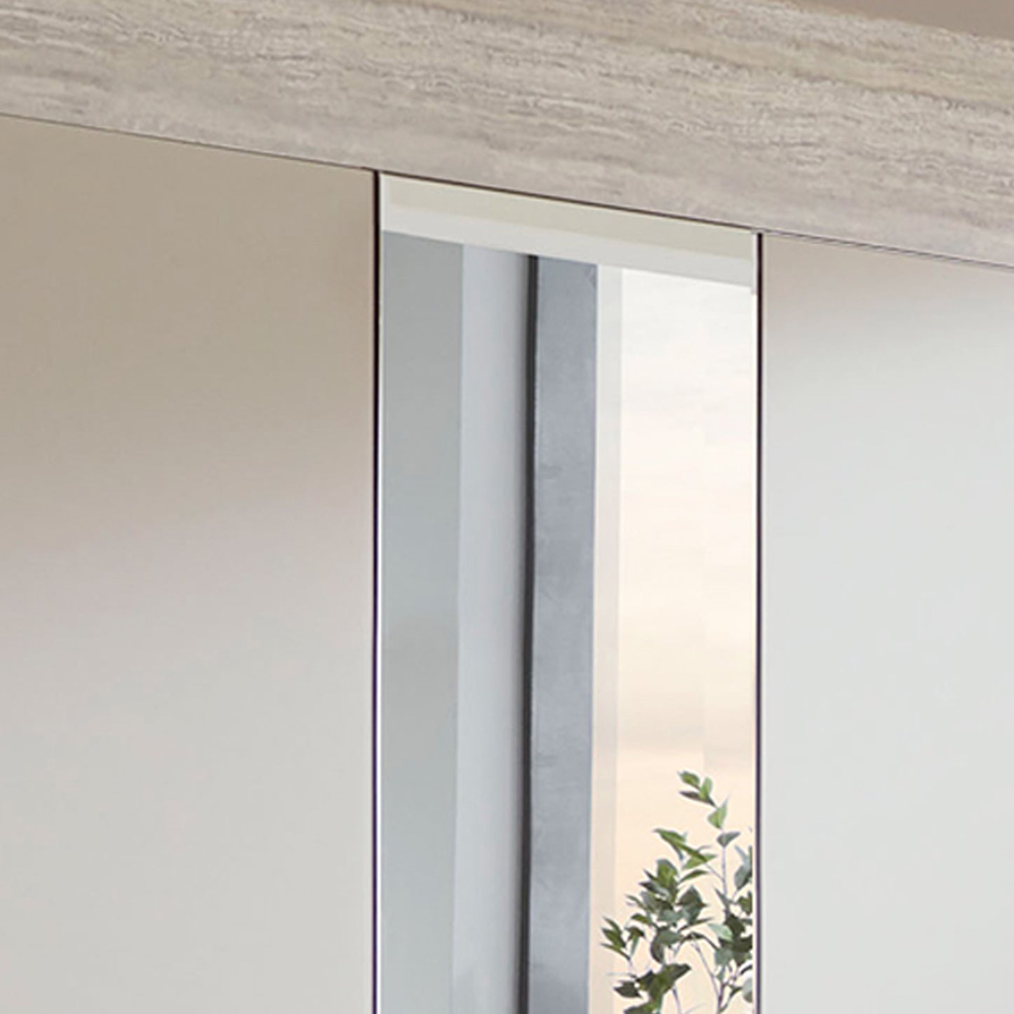 Halver Pebble Grey 5 Door Wardrobe with Drawers (W250cm) With Mirror Closeup View