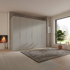 Glasgow Pebble Grey 6 Door Hinged Wardrobe (W300cm) - Styled Bedroom