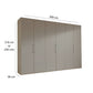 Glasgow Pebble Grey 6 Door Hinged Wardrobe (W300cm) - Dimensions