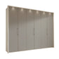 Glasgow Pebble Grey 6 Door Hinged Wardrobe (W300cm)- White Carcase with Front in Pebble Grey