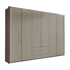 Glasgow Pebble Grey 6 Door Wardrobe with Drawers (W300cm) - Home Of Wardrobes