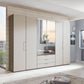 Glasgow Pebble Grey 6 Door Wardrobe with Drawers (W300cm) With 
Mirror - Styled in Bedroom