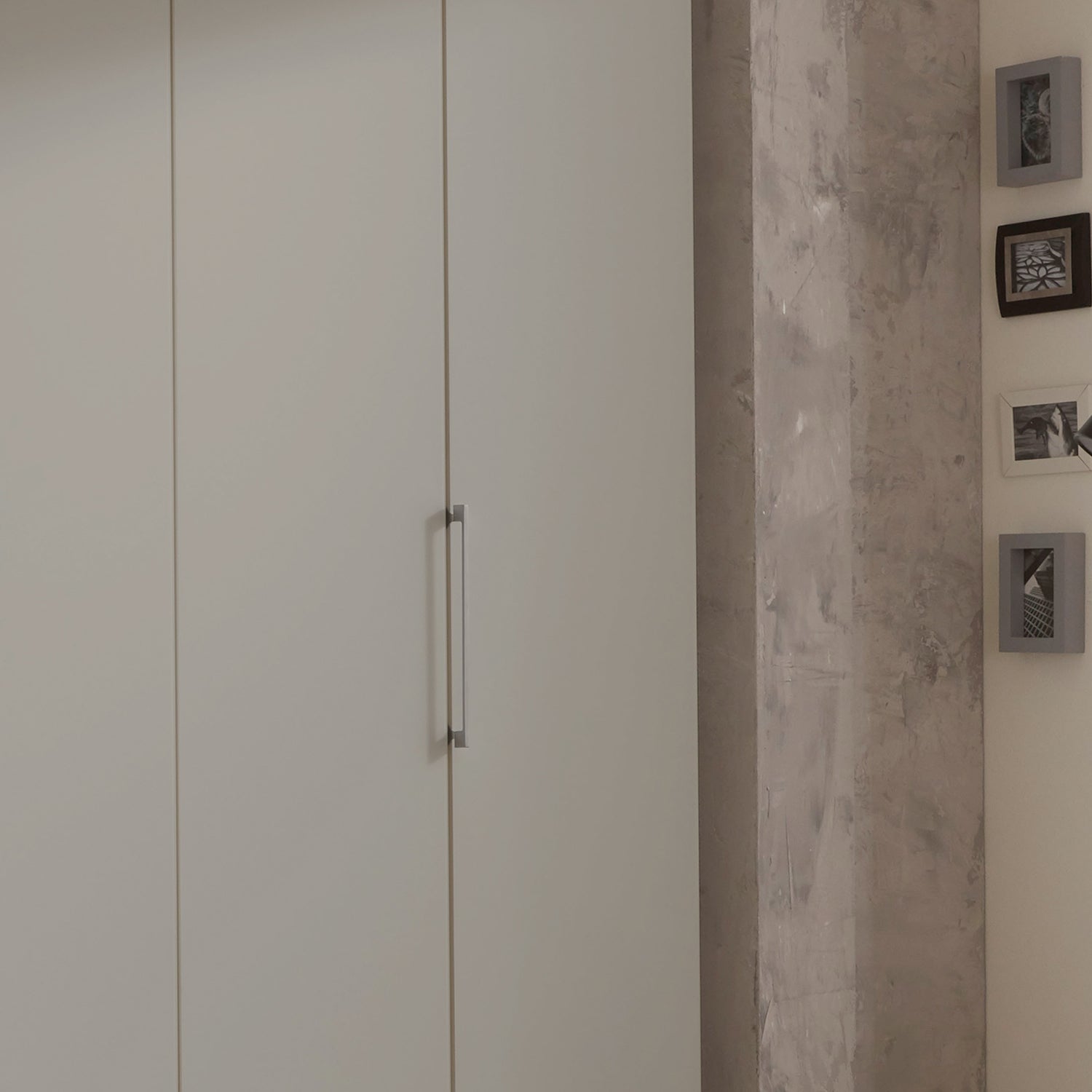 Halver Pebble Grey 6 Door Hinged Wardrobe (W300cm) - Front Close View with Handle