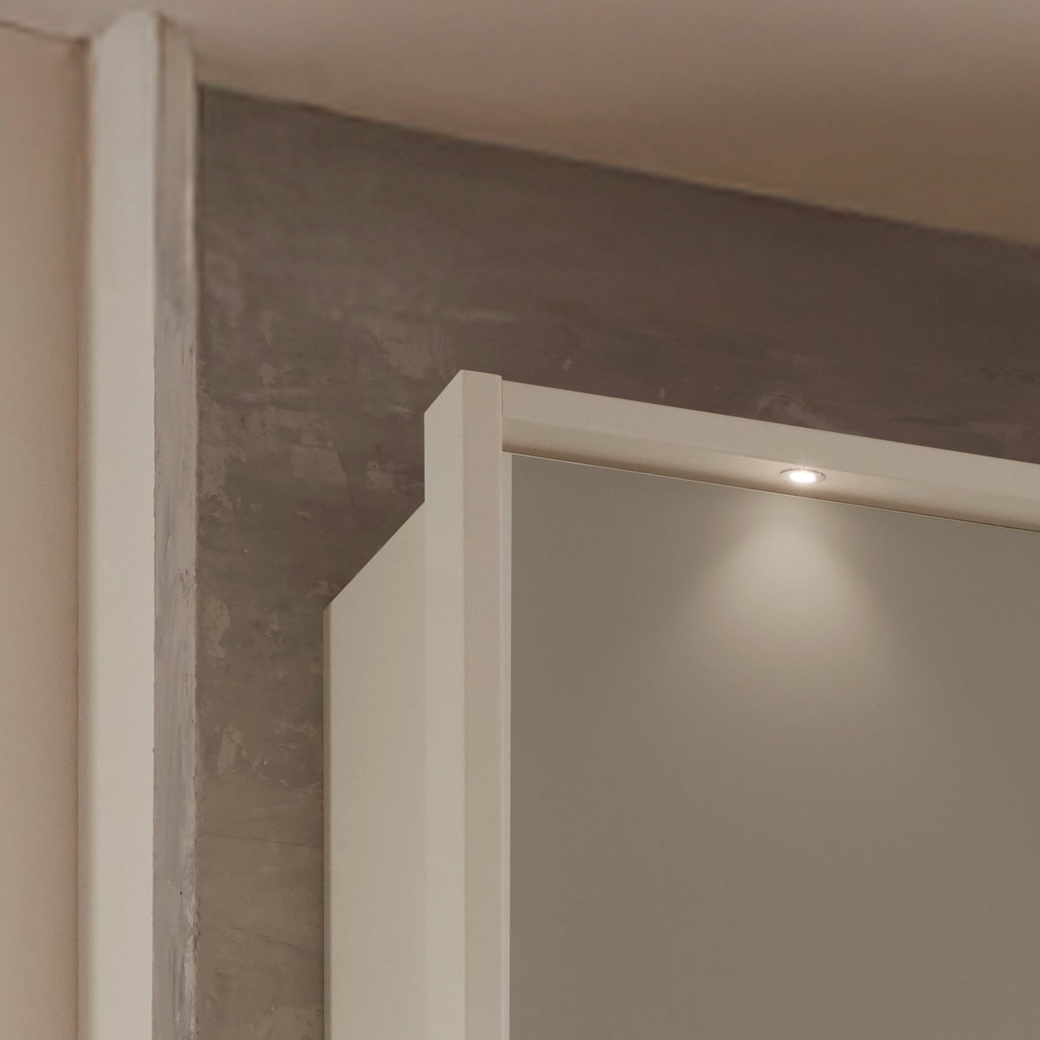 Halver Pebble Grey 6 Door Hinged Wardrobe (W300cm) - Side Close View with light