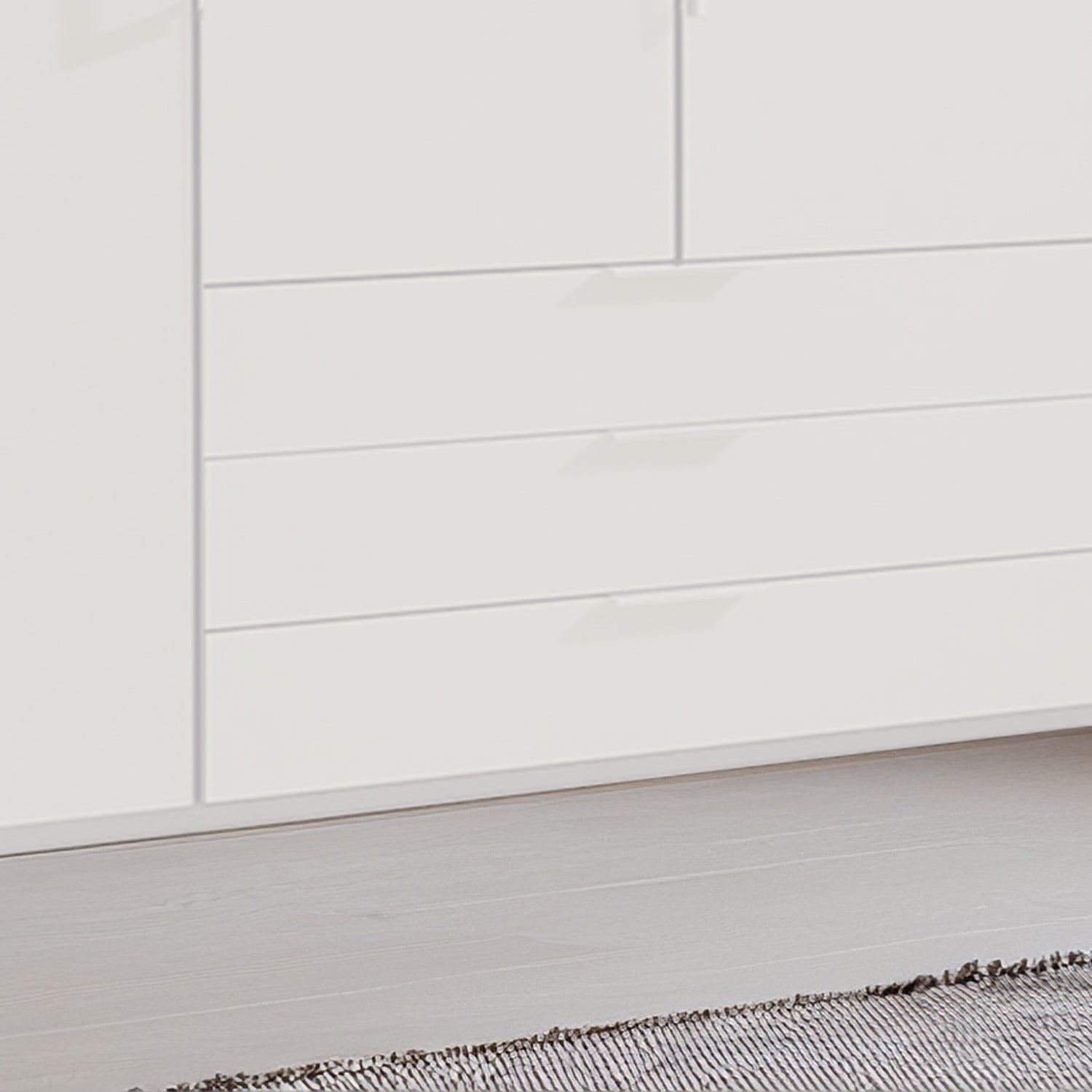 Halver White 4 Door Wardrobe with Drawers (W200cm) - Drawers Closeup View