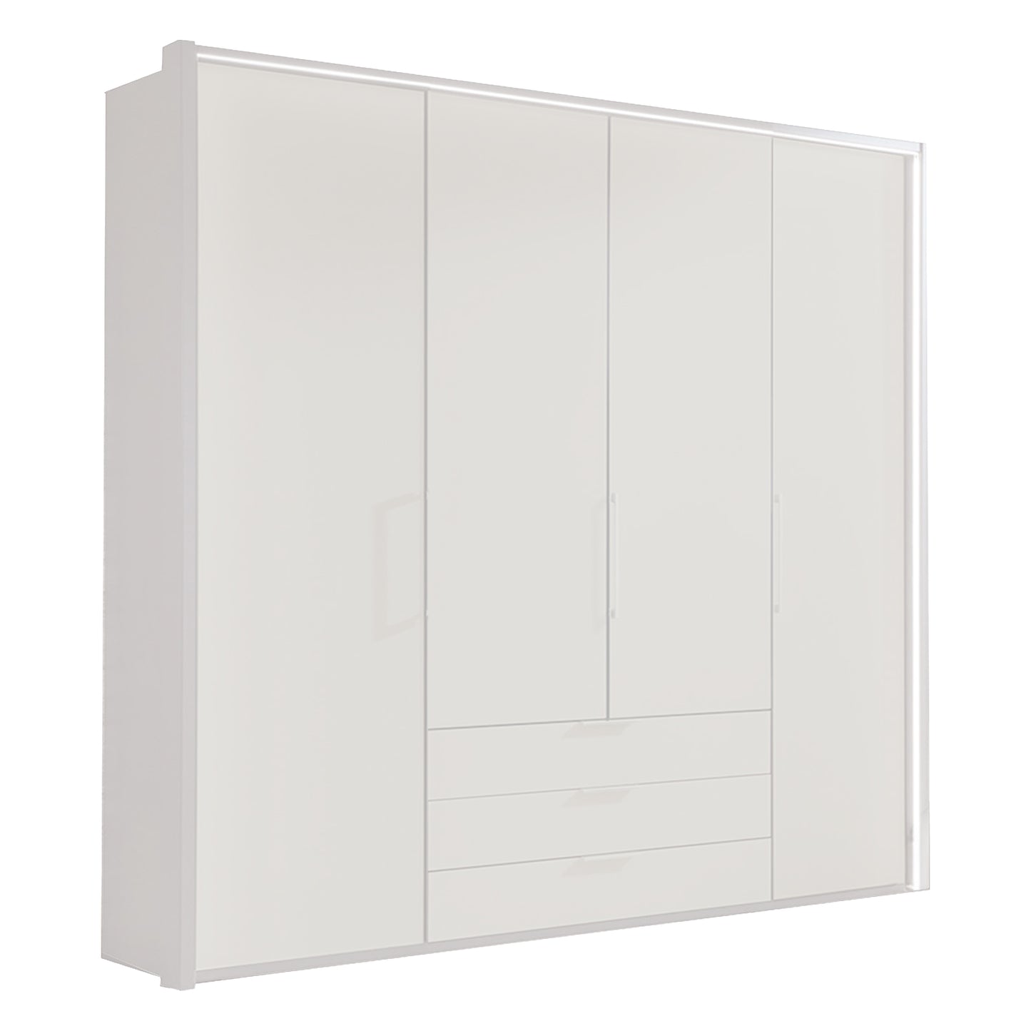 Halver White 4 Door Wardrobe with Drawers (W200cm)